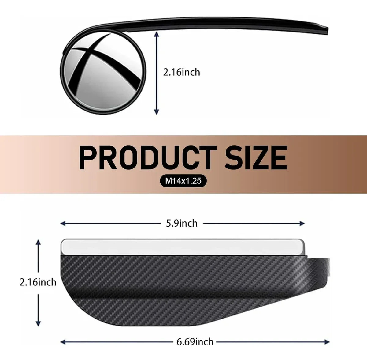 Espejo Punto Ciego Carbono